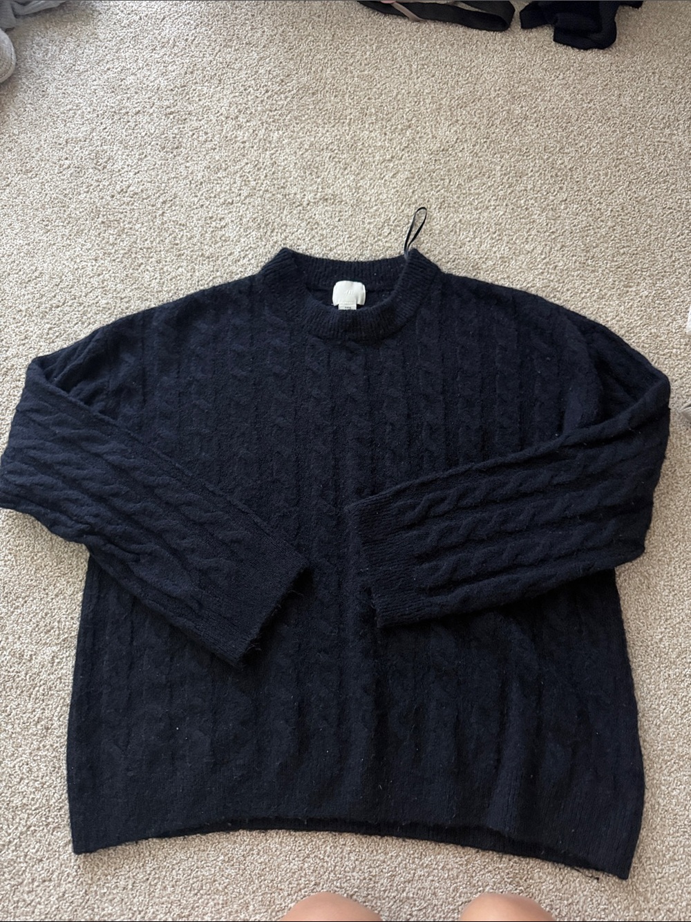 Dark navy  Cable Knit Crewneck Sweater